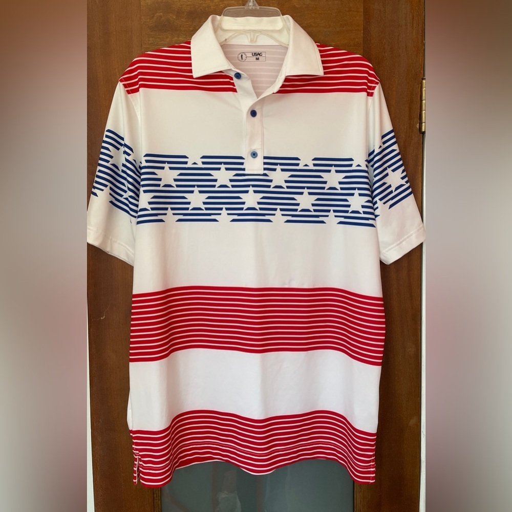 USAG USA High Stretch Polyester Colorblock Polo Shirt Men's MED